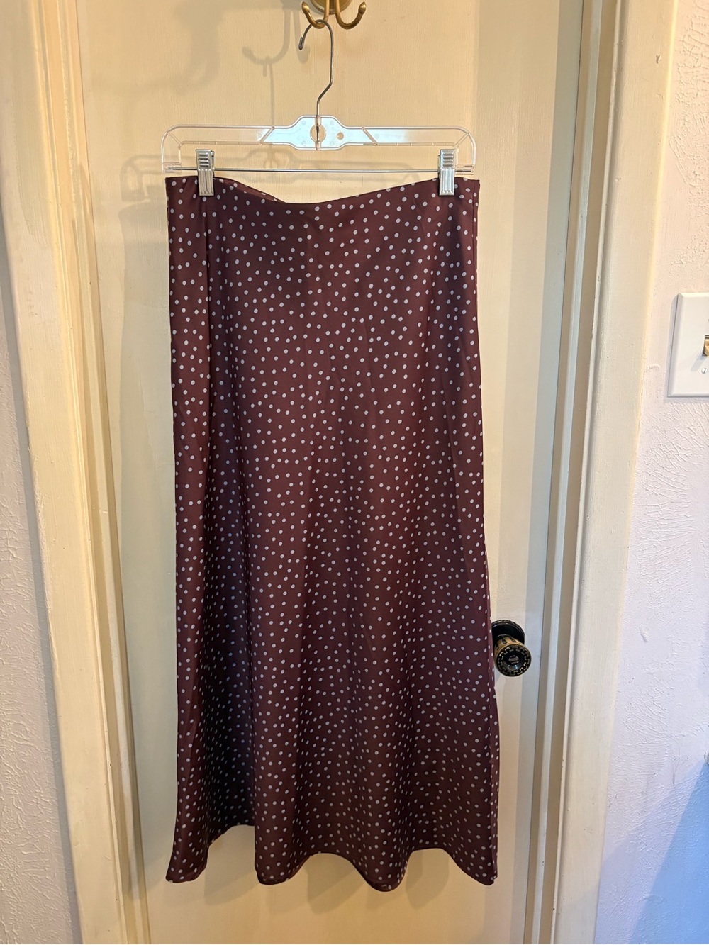 Zara Polka Dot Satin Midi Skirt